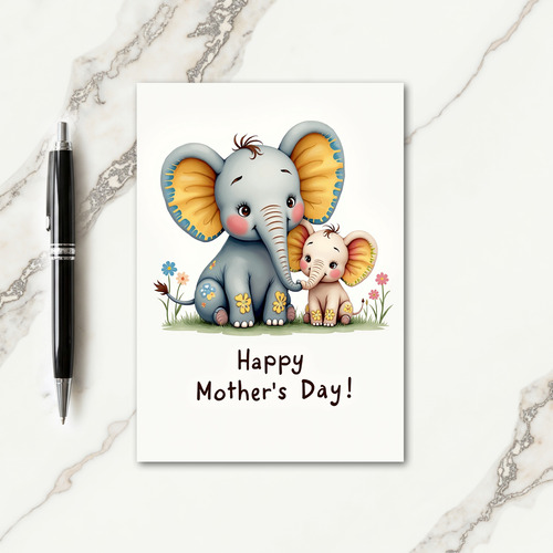 Floral Elephant Family Card