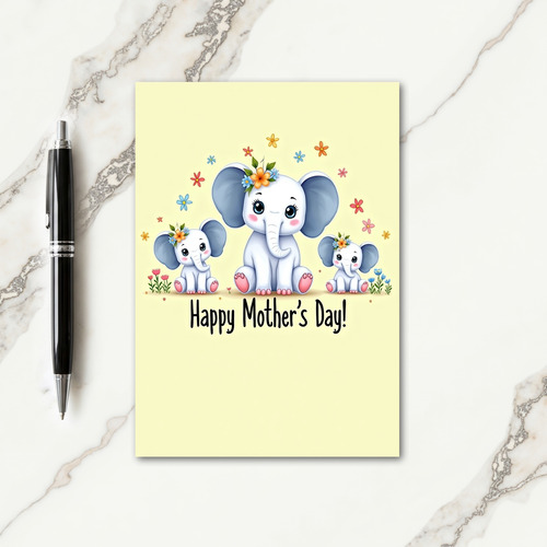 Floral Elephant Mothers Day Card