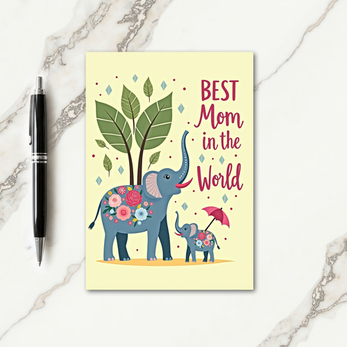 Floral Elephants Mothers Day Card