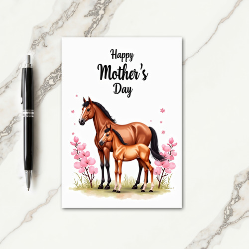 Floral Equine Family Card