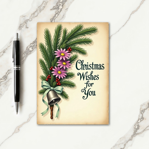 Floral Evergreen Christmas Card thumbnail