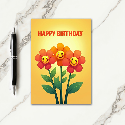 Floral Faces Birthday Card