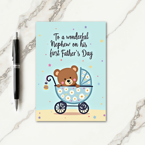 Floral Fathers Day Baby Bear Card