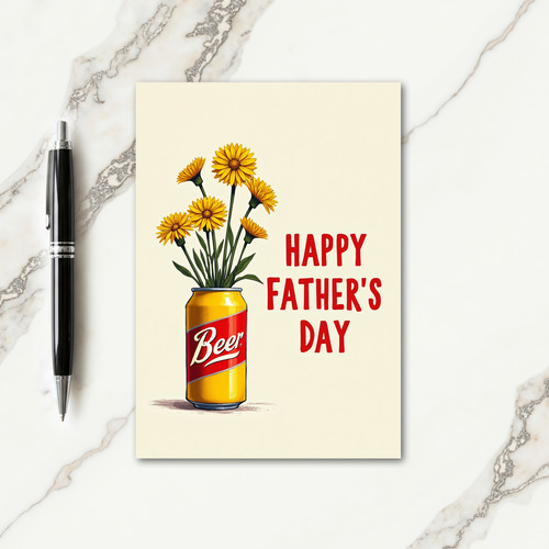 Floral Fathers Day Beer Can Card