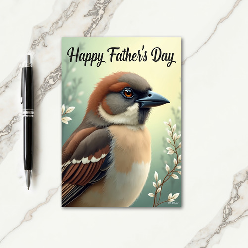 Floral Fathers Day Bird Scene Card