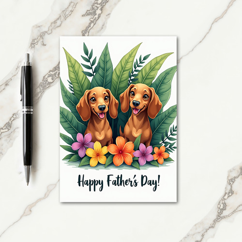 Floral Fathers Day Dogs Card