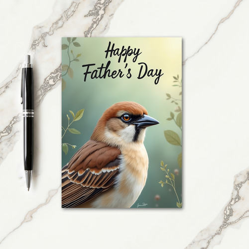 Floral Fathers Day Finch Scene Card