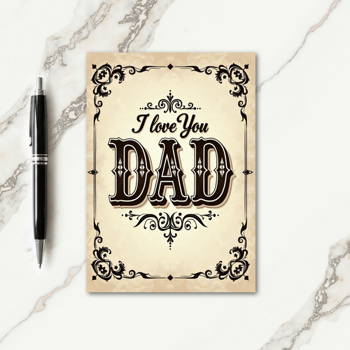 Floral Fathers Day Ornate Scroll Card