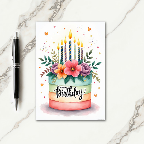 Floral Festive Birthday Card