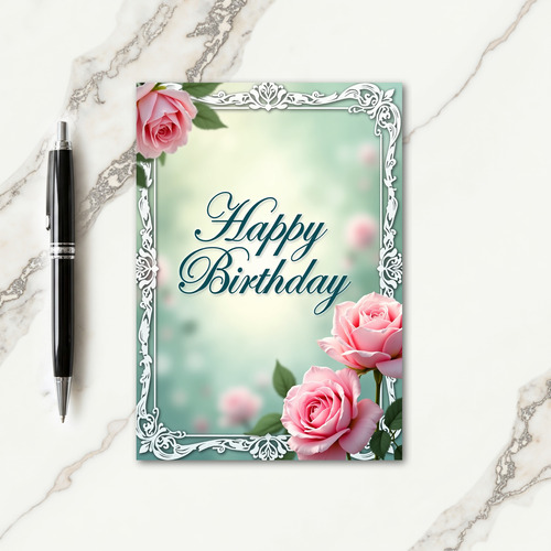 Floral Filigree Birthday Card