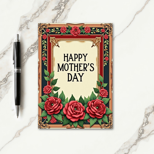 Floral Frame Happy Mothers Day Card