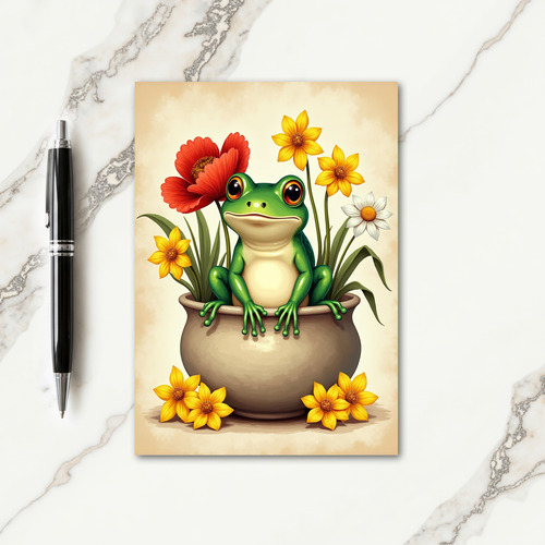 Floral Frog Birthday Card