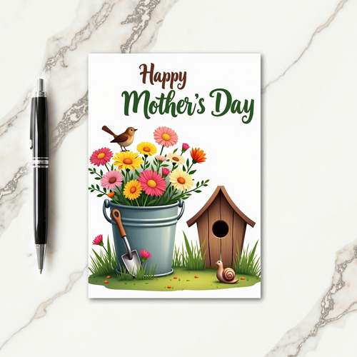 Floral Garden Pail Bloom Card