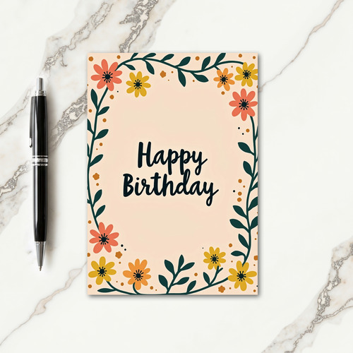 Floral Garland Birthday Card