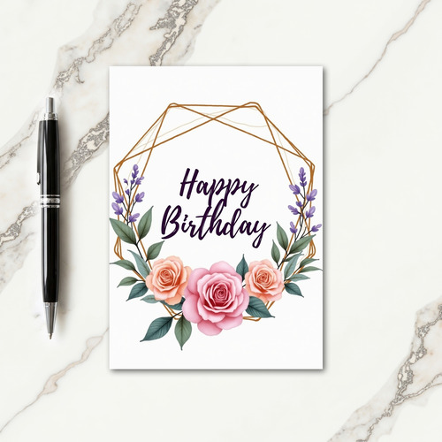 Floral Geometric Birthday Card