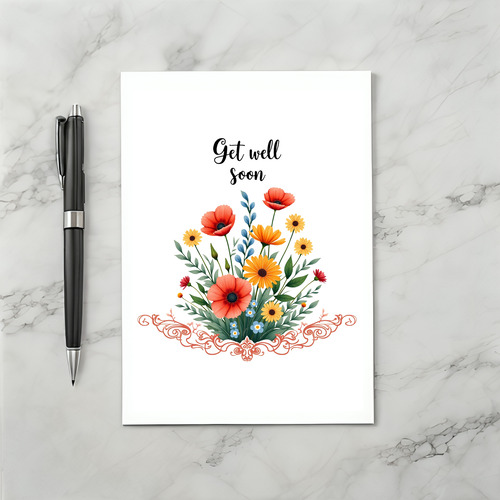Floral Get Well Soon Card