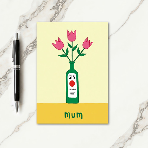 Floral Gin Credible Mum Card
