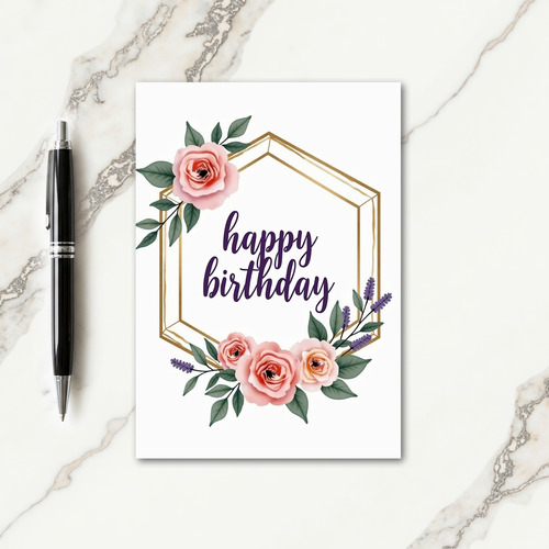 Floral Gold Hexagon Card
