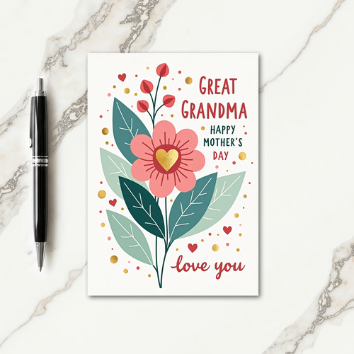 Floral Golden Heart Mothers Card