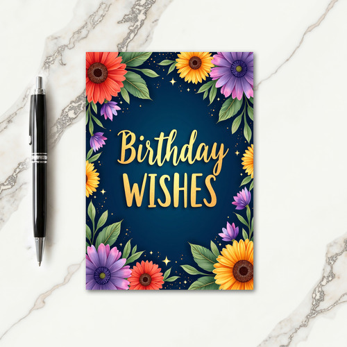 Floral Golden Wishes Card
