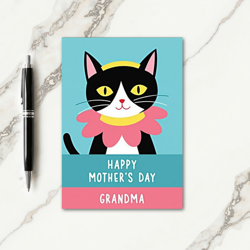 Floral Grandma Cat Day Card