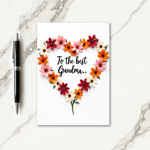 Floral Grandmas Day Heart Card