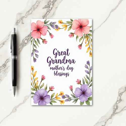 Floral Great Grandmas Day Card