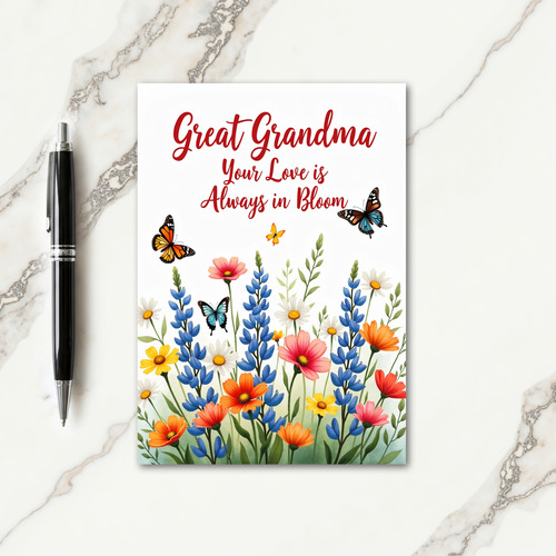 Floral Great Grandmas Love Card