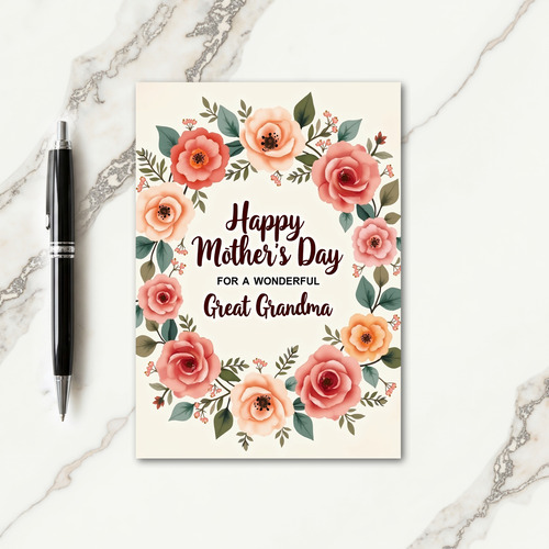 Floral Great Grandmas Mothers Day Card