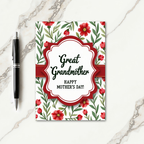 Floral Great Grandmothers Day Card