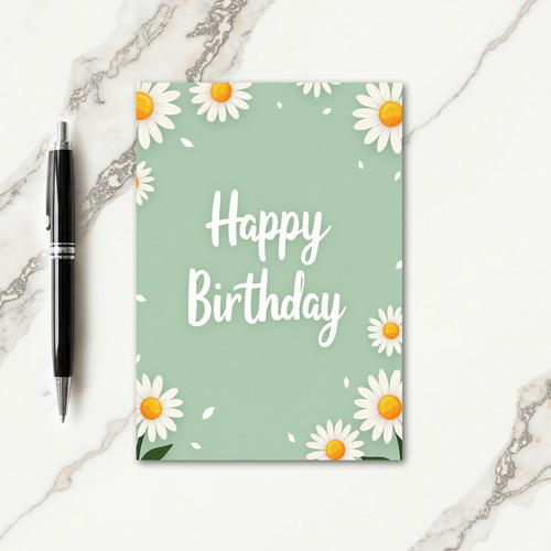 Floral Green Birthday Card