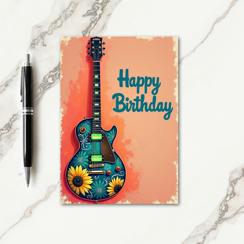Floral Guitar Birthday Card