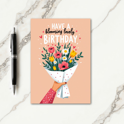 Floral Hand Bouquet Birthday Card
