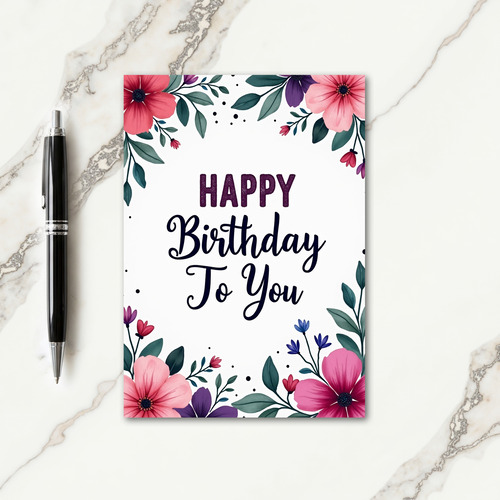 Floral Happy Birthday Art Card