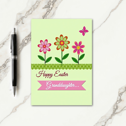 Floral Happy Easter Granddaughter Card