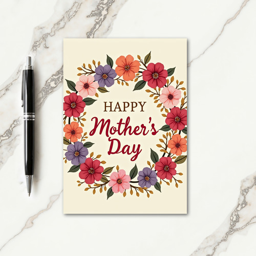 Floral Happy Mothers Day Faux Gold Card