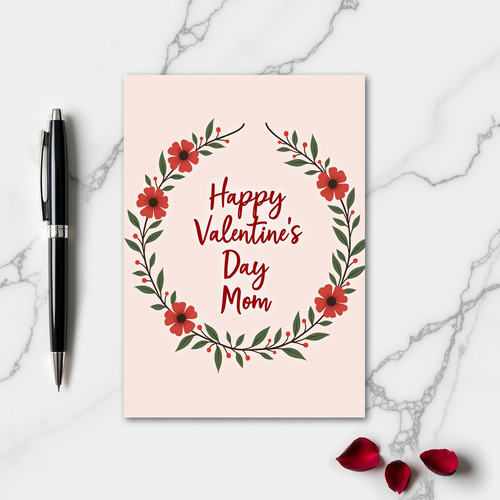 Floral Happy Valentines Day Mom Card