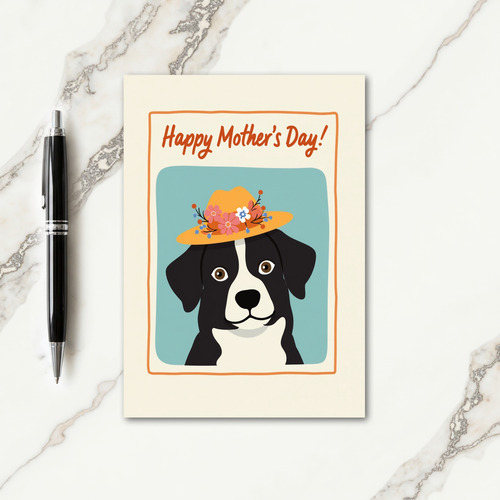 Floral Hat Dog Mothers Day Card