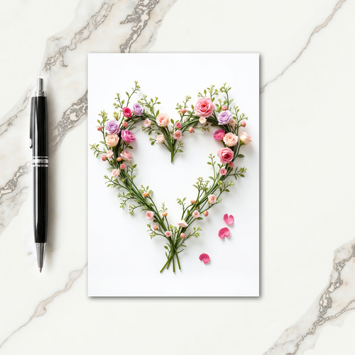 Floral Heart Blooms Greeting Card