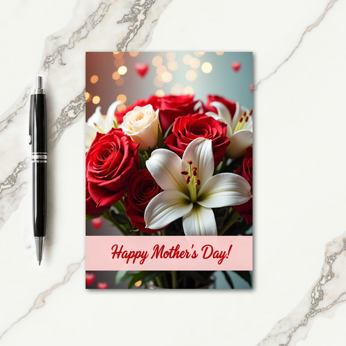 Floral Heart Bokeh Mothers Card