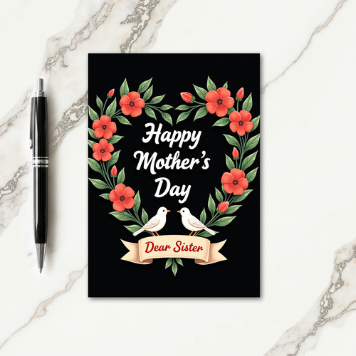 Floral Heart Dear Sister Card