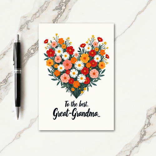 Floral Heart Great Grandma Card
