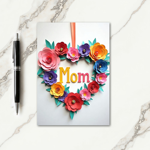 Floral Heart Mom Paper Card