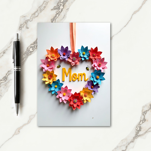 Floral Heart Moms Day Card