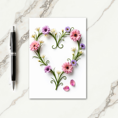 Floral Heart Photo Greeting Card