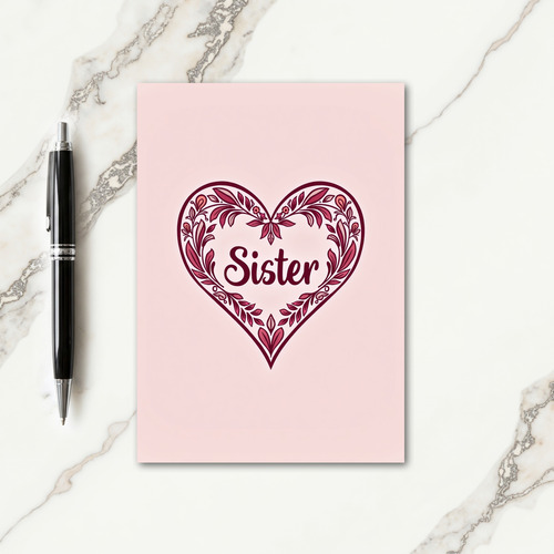 Floral Heart Sister Card
