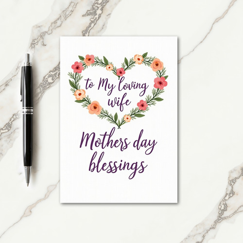 Floral Heart To My Wife Card