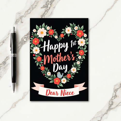 Floral Heart Wreath Art Card