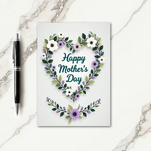 Floral Heart Wreath Design Card