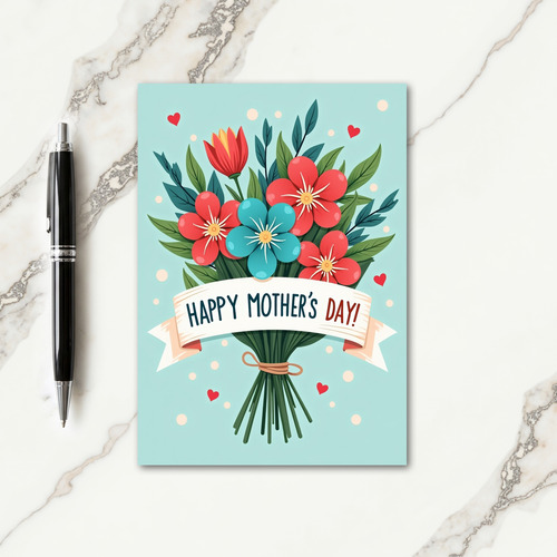 Floral Hearts Mothers Day Card